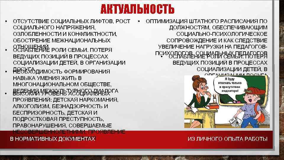 АКТУАЛЬНОСТЬ • • ОТСУТСТВИЕ СОЦИАЛЬНЫХ ЛИФТОВ, РОСТ СОЦИАЛЬНОГО НАПРЯЖЕНИЯ, ОЗЛОБЛЕННОСТИ И КОНФЛИКТНОСТИ, ОБОСТРЕНИЕ МЕЖНАЦИОНАЛЬНЫХ