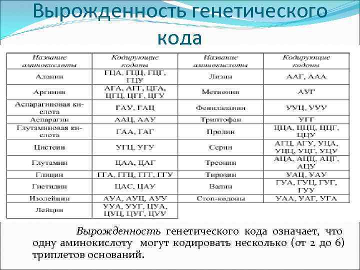 Вырожденность генетического кода