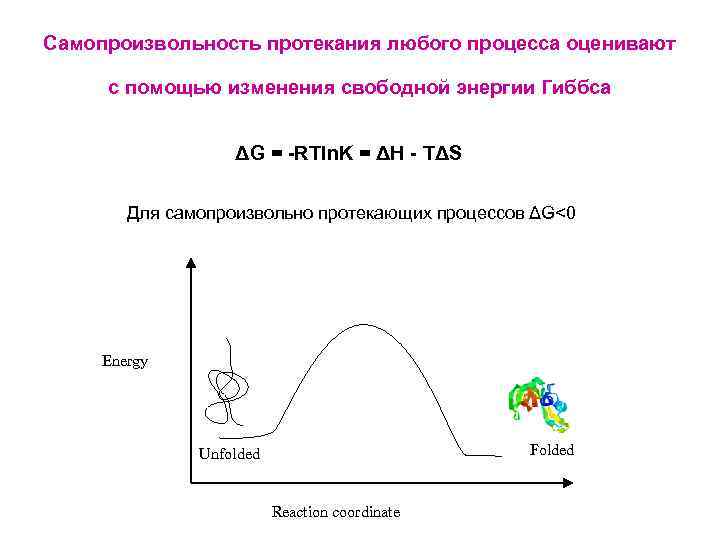 Самопроизвольность протекания любого процесса оценивают с помощью изменения свободной энергии Гиббса ΔG = -RTln.