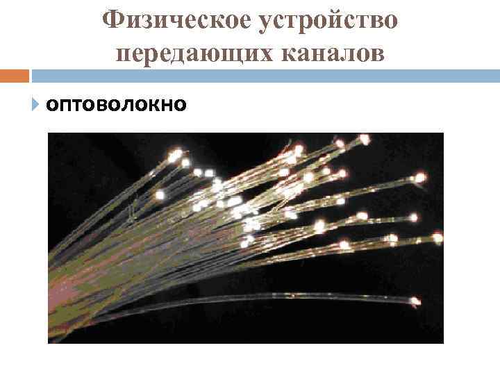 Физическое устройство передающих каналов оптоволокно 