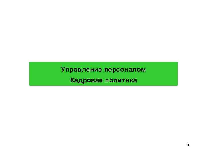 Управление персоналом Кадровая политика 1 