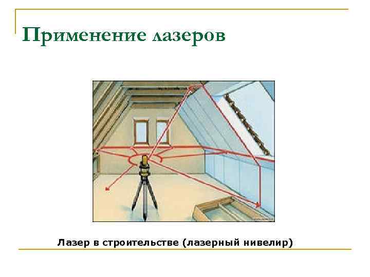 Применение лазеров Лазер в строительстве (лазерный нивелир) 