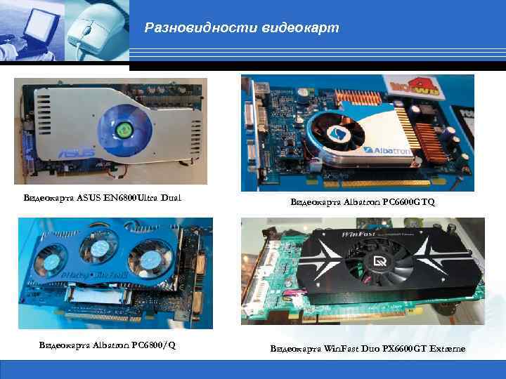 Разновидности видеокарт Видеокарта ASUS EN 6800 Ultra Dual Видеокарта Albatron PC 6800/Q Видеокарта Albatron