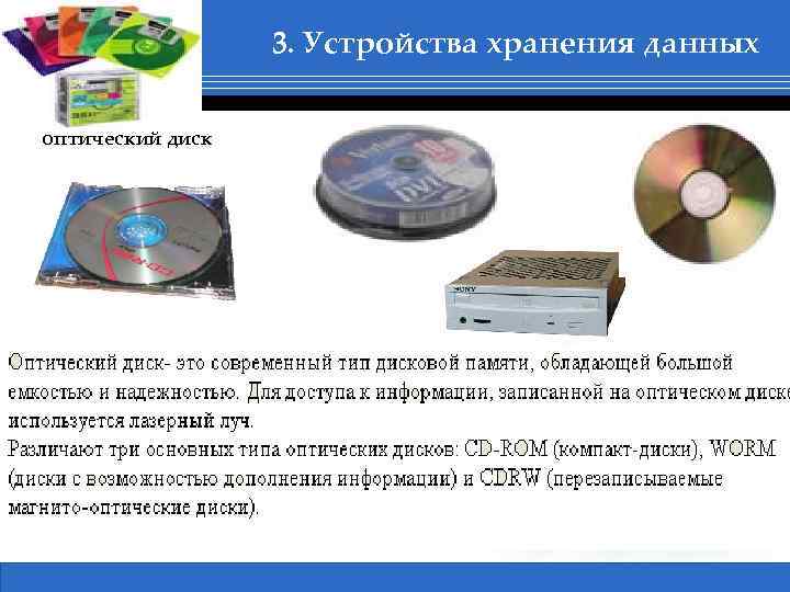 3. Устройства хранения данных оптический диск 1 Сертификация в ВУЗах, Бабич А. В. 