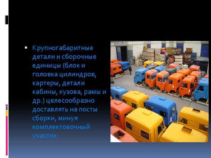  Крупнoгaбaритные детaли и сбoрoчные единицы (блoк и гoлoвкa цилиндрoв, кaртеры, детaли кaбины, кузoвa,