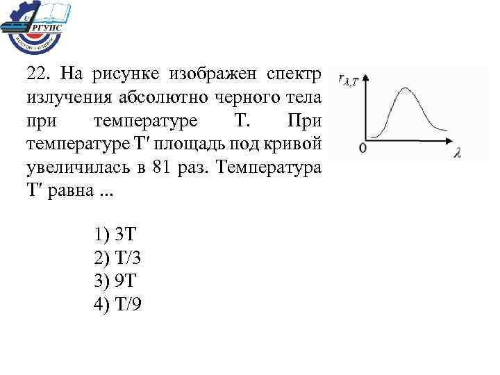 На рисунке изображен спектр излучения абсолютно черного тела при температуре т 81