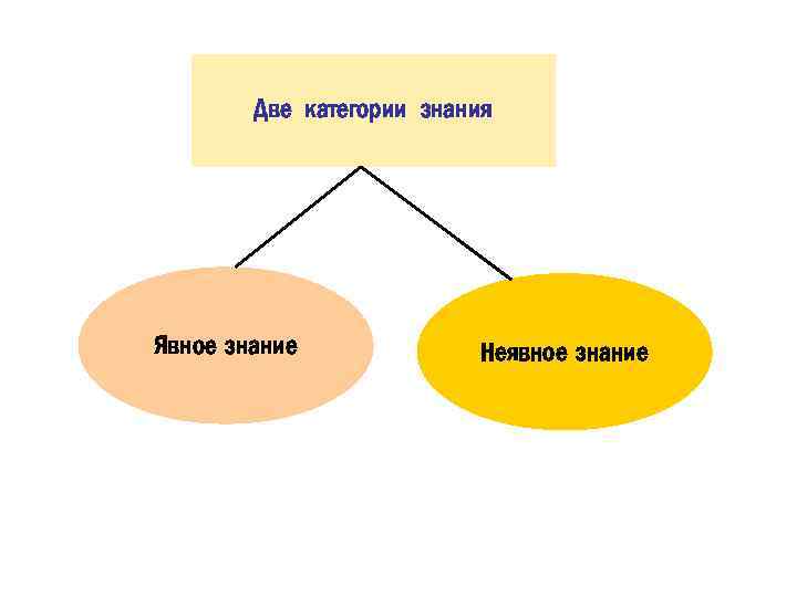 Две категории знания Явное знание Неявное знание 