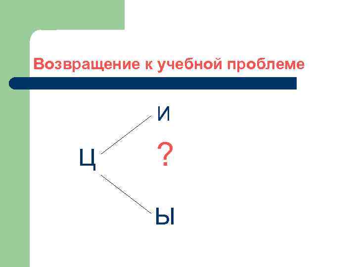 Возвращение к учебной проблеме И Ц ? Ы 