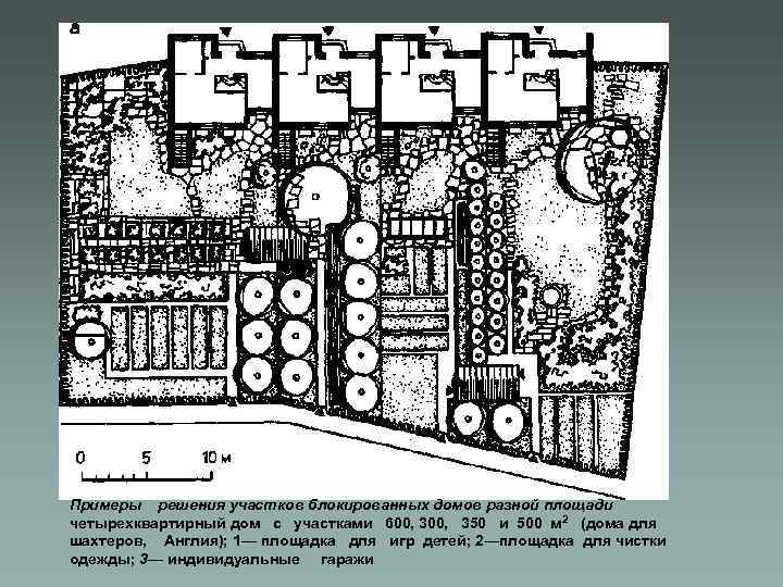 Примеры решения участков блокированных домов разной площади четырехквартирный дом с участками 600, 350 и
