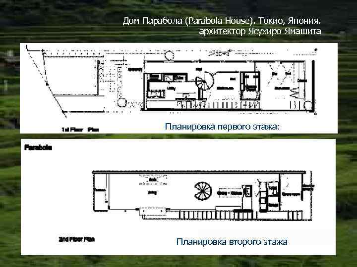 Дом Парабола (Parabola House). Токио, Япония. архитектор Ясухиро Ямашита Планировка первого этажа: Планировка второго