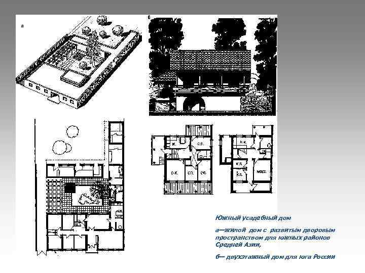 Южный усадебный дом а—жилой дом с развитым дворовым пространством для южных районов Средней Азии,