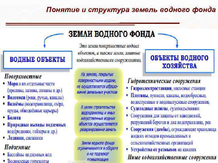 Понятие и структура земель водного фонда 