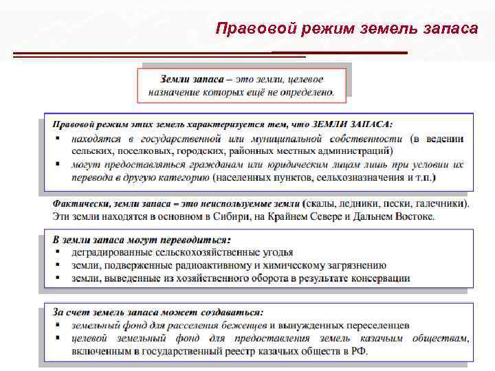 Правовой режим земель запаса 