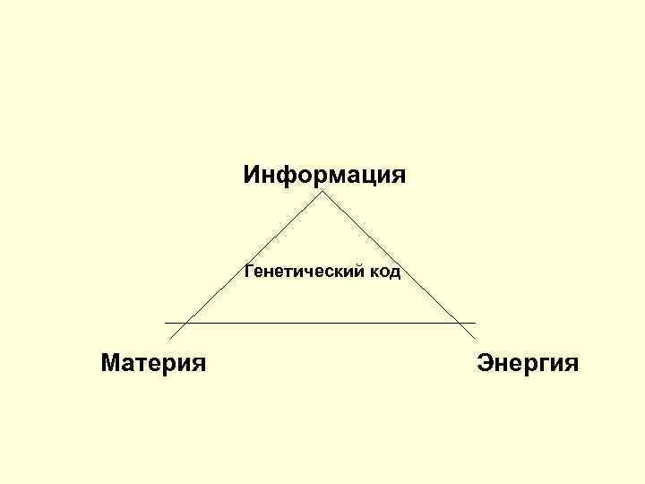 Информация Генетический код Материя Энергия 