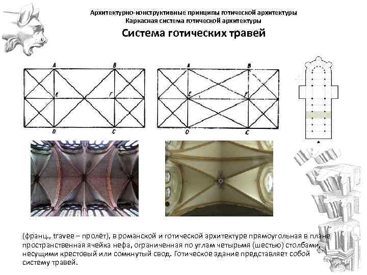  Архитектурно-конструктивные принципы готической архитектуры Каркасная система готической архитектуры Система готических травей (франц. ,