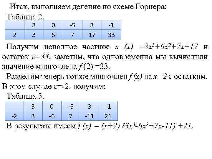 3x3 4x2 x 6 на x 3 разделить по схеме горнера