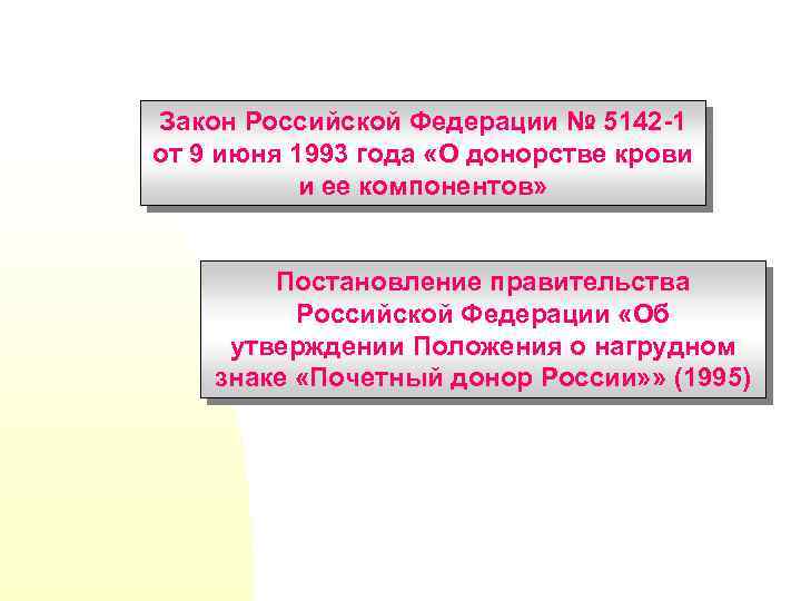 Закон Российской Федерации № 5142 -1 от 9 июня 1993 года «О донорстве крови