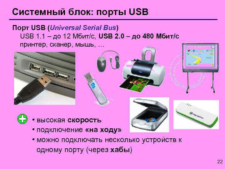 Принтер сканер мышь. Какие устройства можно подключить к USB порту. Системный блок состоит из.