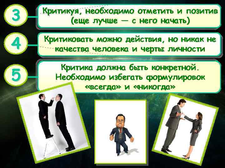 3 Критикуя, необходимо отметить и позитив (еще лучше — с него начать) 4 Критиковать
