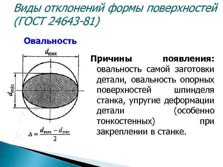 Диаметр образования. Расчет овальности трубы формула. Как измерить овальность трубы. Виды отклонений формы. Виды отклонений формы поверхностей.