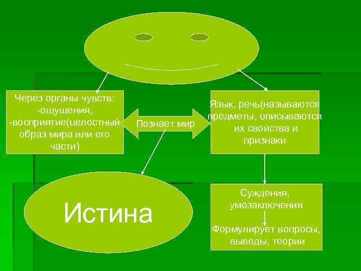  Через органы чувств:    Язык, речь(называются  -ощущения,   