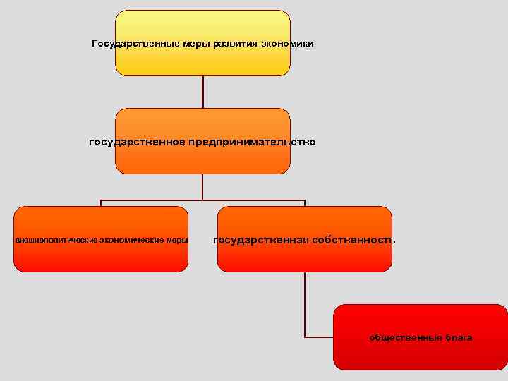Государственные меры развития экономики государственное предпринимательство внешнеполитические экономические меры государственная собственность общественные блага 