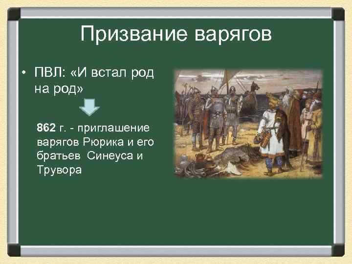 Призвание варягов • ПВЛ: «И встал род на род» 862 г. - приглашение варягов