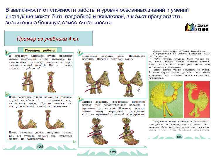 В зависимости от сложности работы и уровня освоенных знаний и умений инструкция может быть