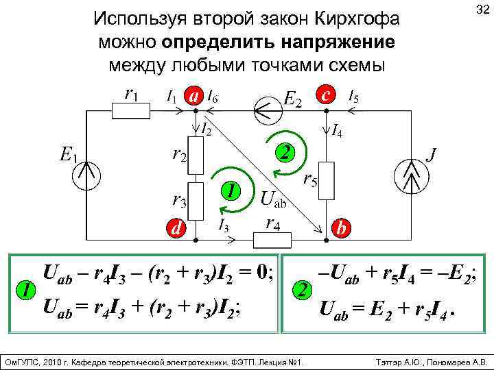 Второй закон кирхгофа схема