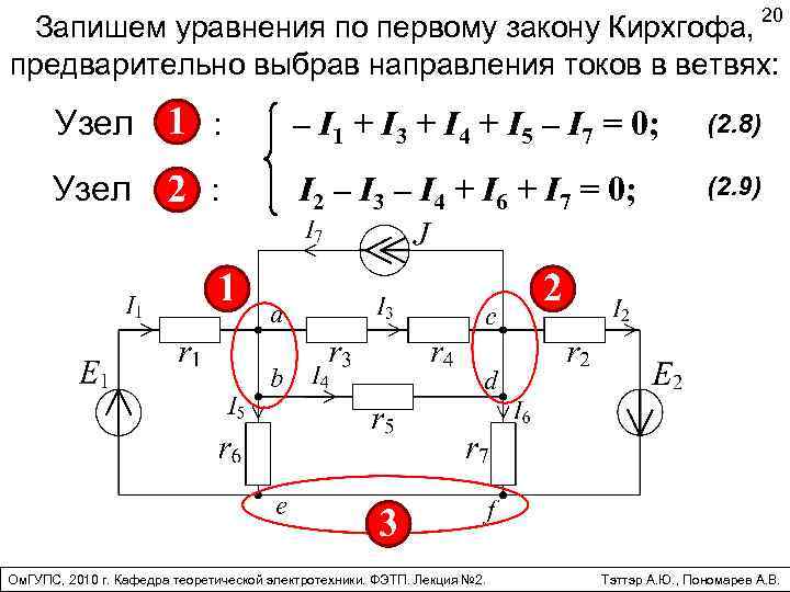 Направление тока задачи