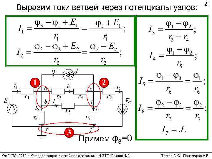 Найти токи в схеме методом контурных токов