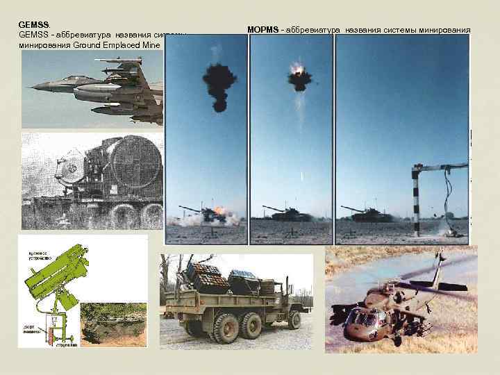 GEMSS. GEMSS - аббревиатура названия системы минирования Ground Emplaced Mine MOPMS - аббревиатура названия