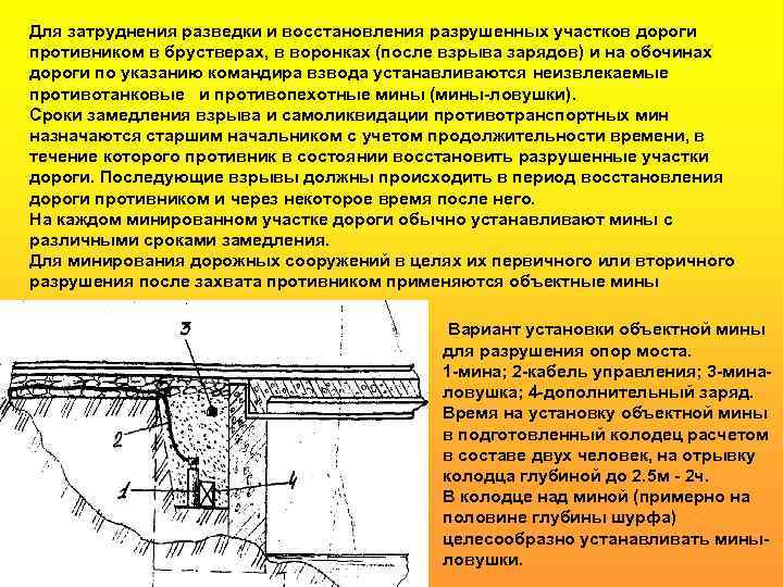 Для затруднения разведки и восстановления разрушенных участков дороги противником в брустверах, в воронках (после