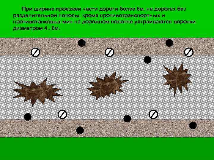 При ширине проезжей части дороги более 8 м, на дорогах без разделительной полосы, кроме