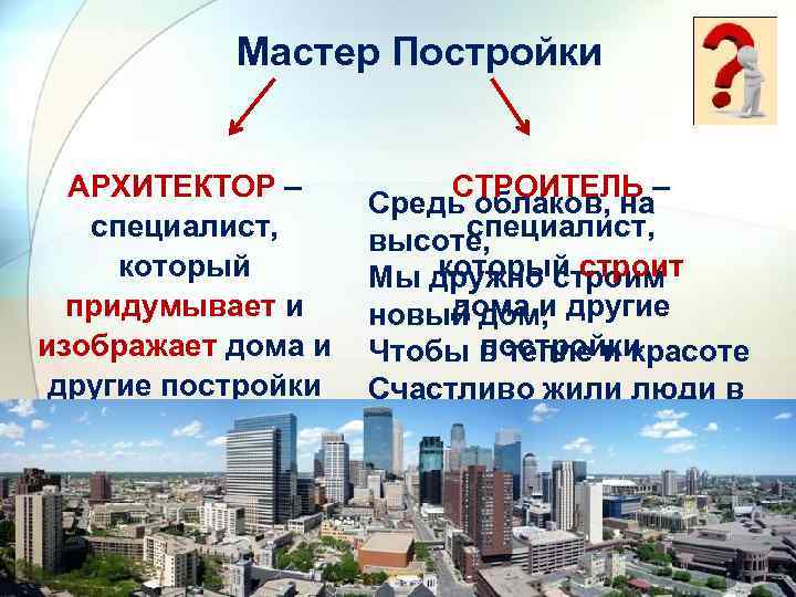 Мастер Постройки Большой красивый АРХИТЕКТОР – СТРОИТЕЛЬ – Средь облаков, на новый дом специалист,