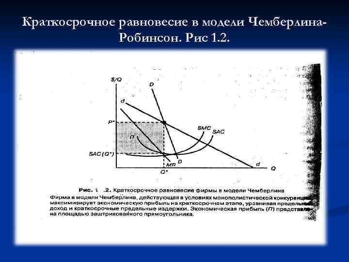 Краткосрочное равновесие в модели Чемберлина. Робинсон. Рис 1. 2. 