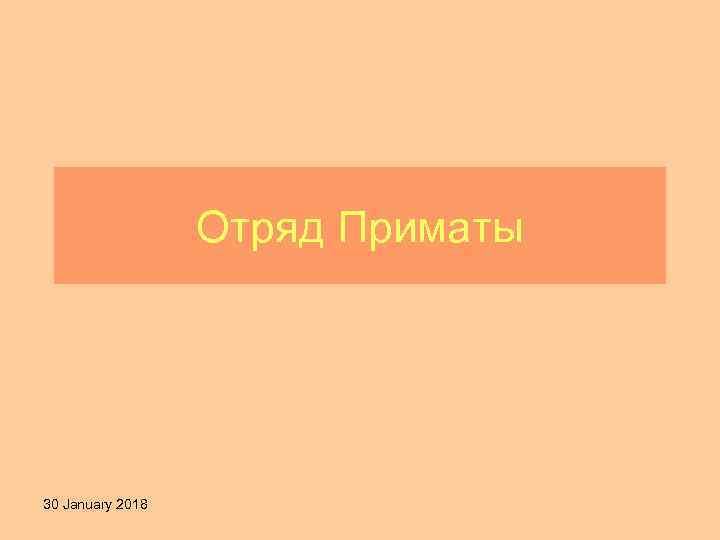  Отряд Приматы 30 January 2018 
