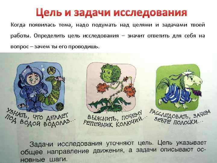 Цель и задачи исследования Когда появилась тема, надо подумать над целями и задачами твоей