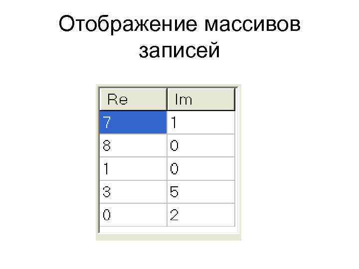 Отображение массивов записей 