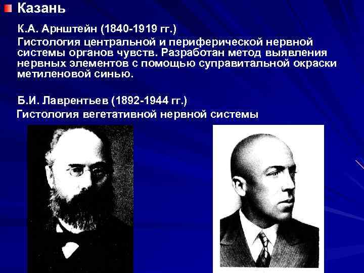 Казань К. А. Арнштейн (1840 -1919 гг. ) Гистология центральной и периферической нервной системы