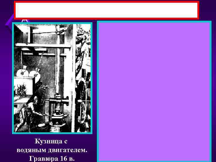 Кузница с водяным двигателем. Гравюра 16 в. 
