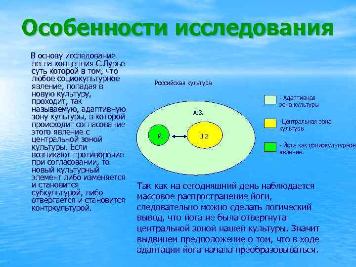 Особенности исследования В основу исследование легла концепция С. Лурье суть которой в том, что