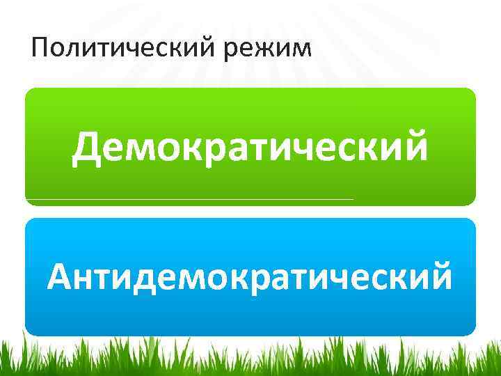 Политический режим Демократический Антидемократический 