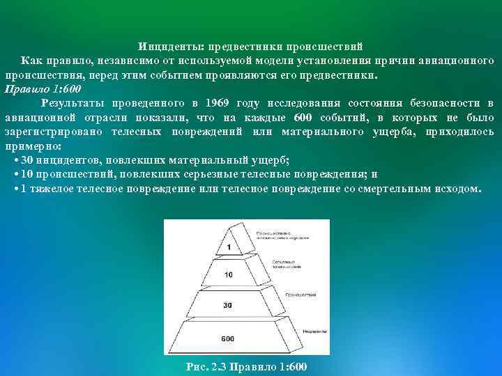 Инциденты: предвестники происшествий Как правило, независимо от используемой модели установления причин авиационного происшествия, перед
