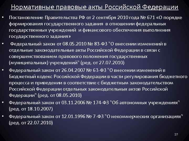Нормативные правовые акты Российской Федерации • Постановление Правительства РФ от 2 сентября 2010 года