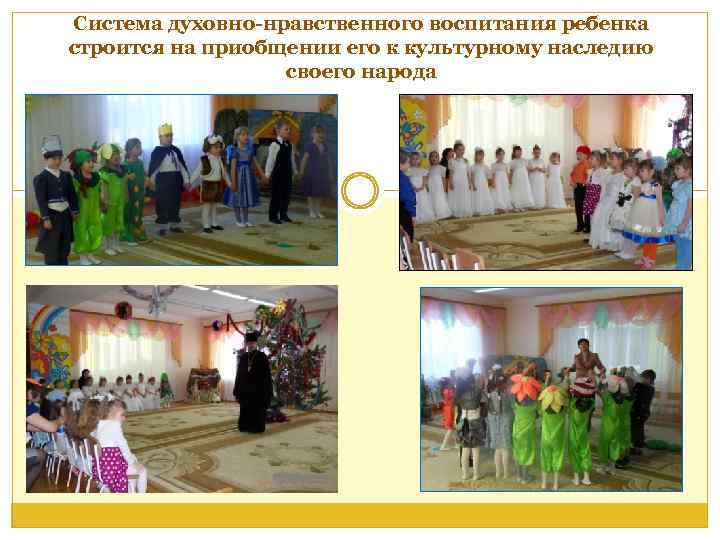 Система духовно-нравственного воспитания ребенка строится на приобщении его к культурному наследию своего народа 