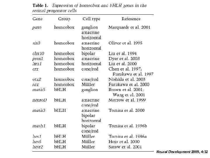 Neural Development 2009, 4: 32 