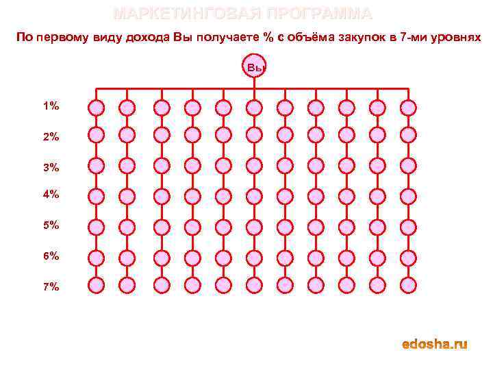 МАРКЕТИНГОВАЯ ПРОГРАММА По первому виду дохода Вы получаете % с объёма закупок в 7