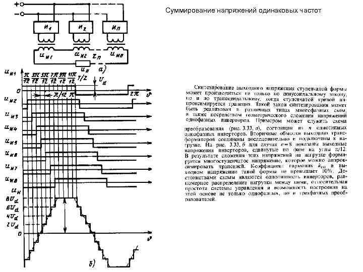 Суммирование напряжений одинаковых частот 