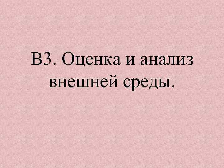 В 3. Оценка и анализ внешней среды. 